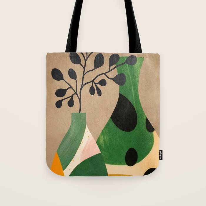 Modern Abstract Vases with Plant 1 Tote Bag Gallery Image 1