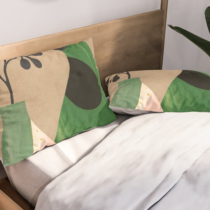 Modern Abstract Vases with Plant 1 Pillow Sham Gallery Image 2