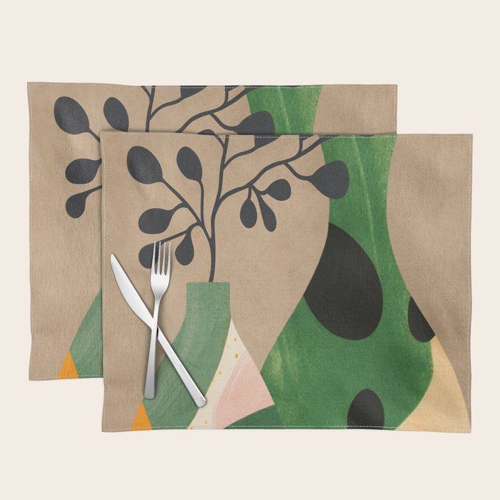 Modern Abstract Vases with Plant 1 Placemat Gallery Image 1