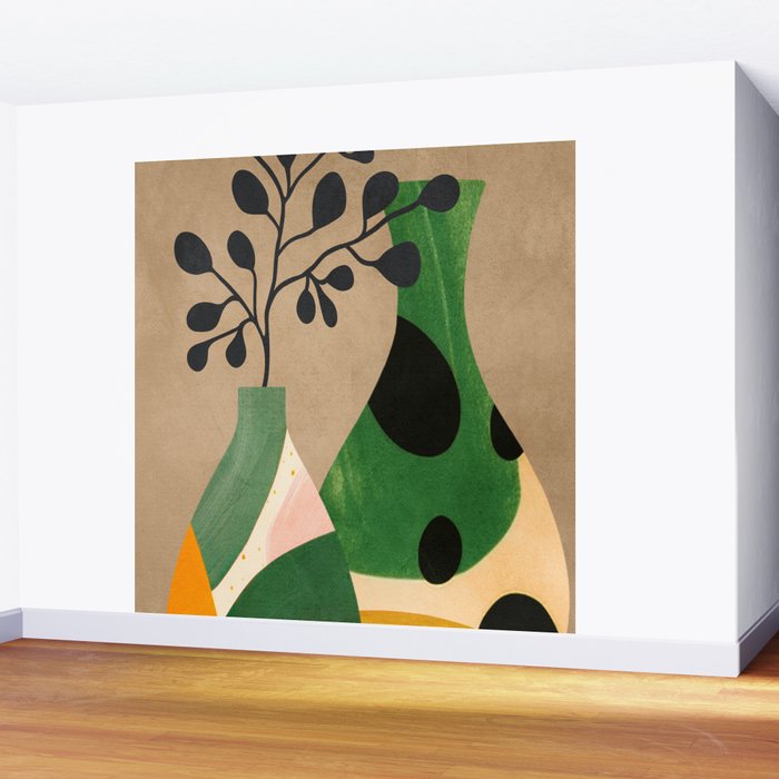 Modern Abstract Vases with Plant 1 Wall Mural Gallery Image 2