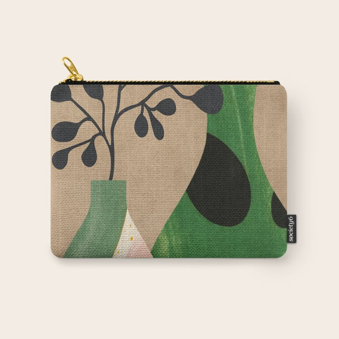 Modern Abstract Vases with Plant 1 Carry All Pouch Gallery Image 1