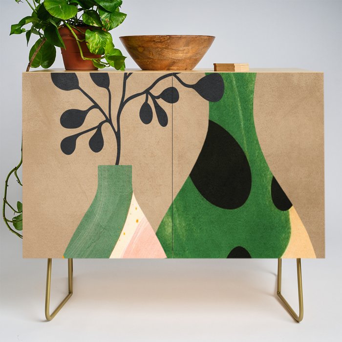 Modern Abstract Vases with Plant 1 Credenza Gallery Image 1