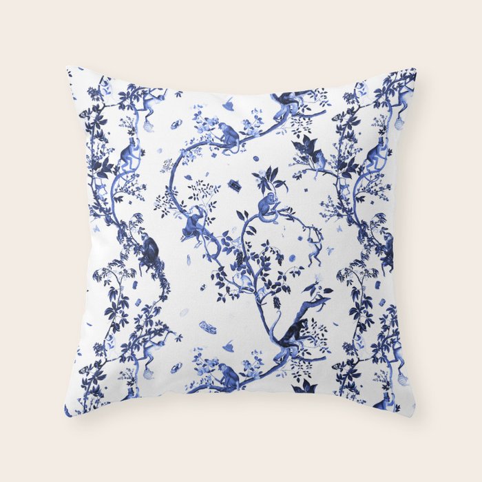 Monkey World Jouy Throw Pillow Gallery Image 6