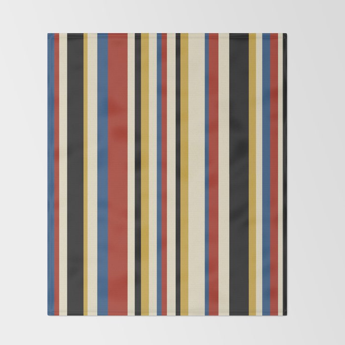 Classic Stripes IX - Bauhaus Palette Throw Blanket Gallery Image 2
