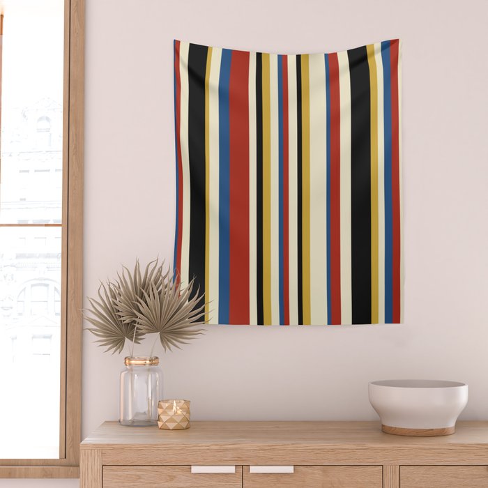 Classic Stripes IX - Bauhaus Palette Wall Tapestry Gallery Image 2