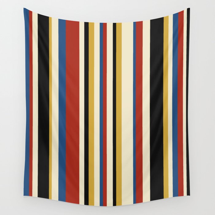 Classic Stripes IX - Bauhaus Palette Wall Tapestry Gallery Image 4