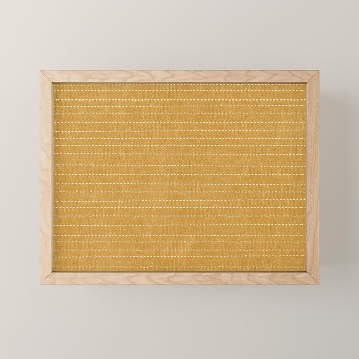 stitched stripes - mustard yellow Mini Art Print Gallery Image 1