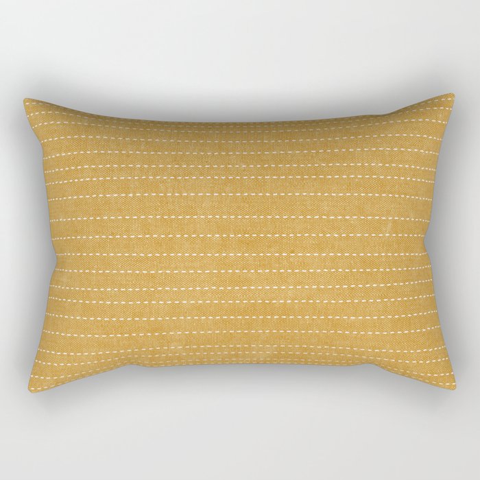 stitched stripes - mustard yellow Rectangular Pillow Gallery Image 2