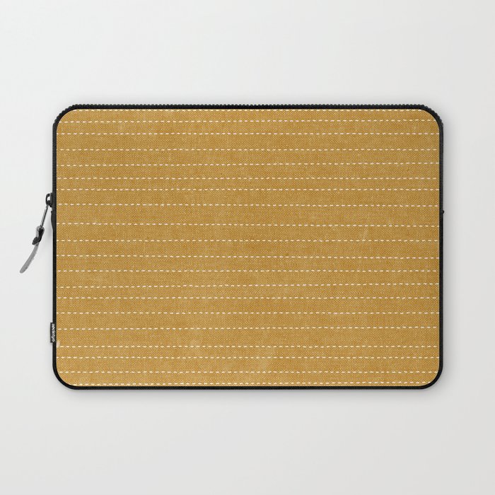 stitched stripes - mustard yellow Laptop Sleeve Gallery Image 1