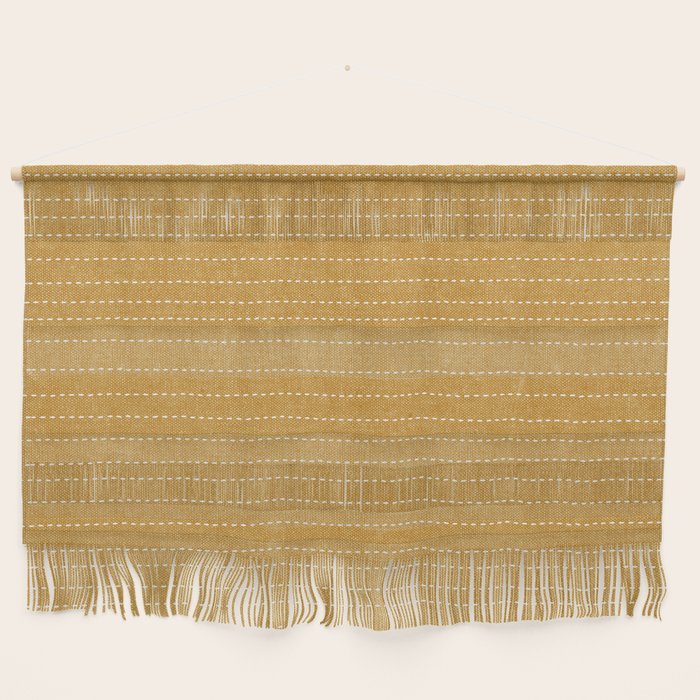 stitched stripes - mustard yellow Wall Hanging Gallery Image 1