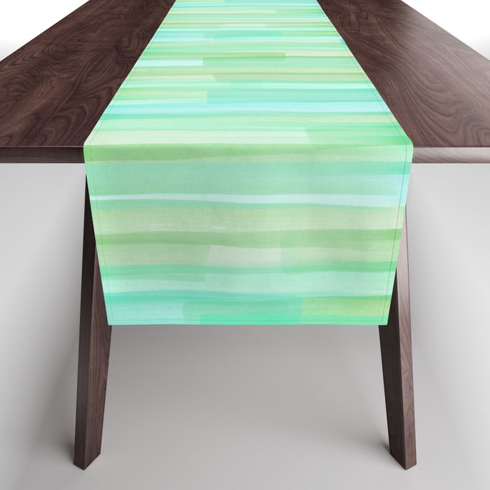 Abstract Watercolor Waves in Ocean Teal Table Runner Gallery Image 1