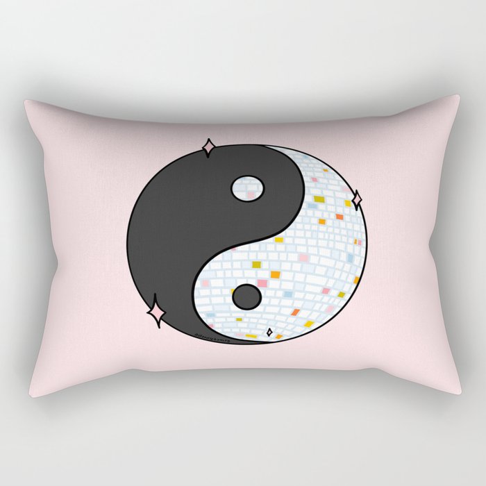 Yin Yang Disco Ball Rectangular Pillow Gallery Image 1