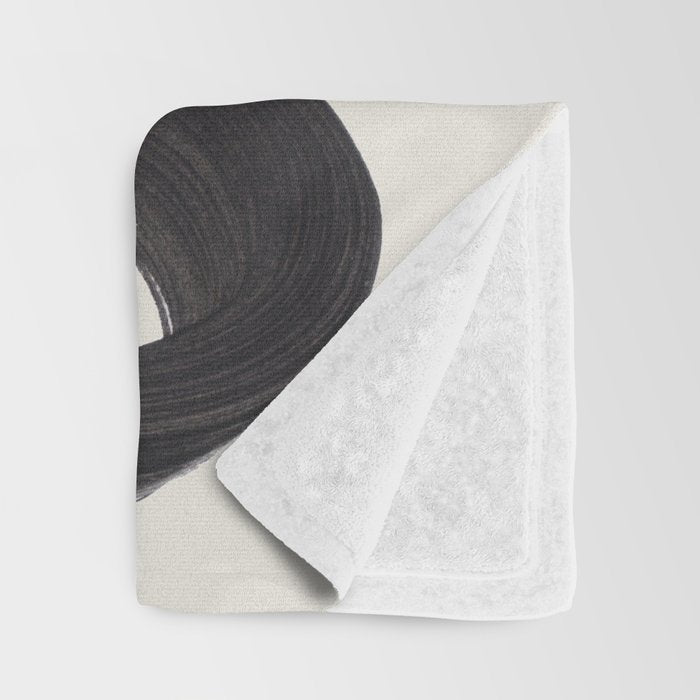 Minimalist Abstract Art Smoke Genie In The Lamp Mythical Magical Ink Art Black & White Throw Blanket Gallery Image 3