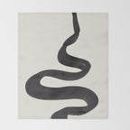 Minimalist Abstract Art Smoke Genie In The Lamp Mythical Magical Ink Art Black & White Throw Blanket Gallery Image 2