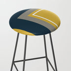 Half Frame Minimalist Pattern 3 in Deep Mustard Yellow, Navy Blue, Grey, and White. Stool Gallery Image 2
