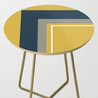 Half Frame Minimalist Pattern 3 in Deep Mustard Yellow, Navy Blue, Grey, and White. Side Table Gallery Image 2