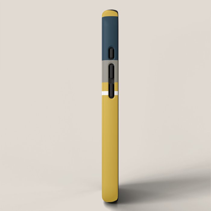 Half Frame Minimalist Pattern 3 in Deep Mustard Yellow, Navy Blue, Grey, and White. iPhone Case Gallery Image 2