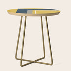 Half Frame Minimalist Pattern 3 in Deep Mustard Yellow, Navy Blue, Grey, and White. Side Table Gallery Image 1