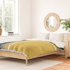 Half Frame Minimalist Pattern 3 in Deep Mustard Yellow, Navy Blue, Grey, and White. Duvet Cover Gallery Image 2
