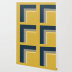 Half Frame Minimalist Pattern 3 in Deep Mustard Yellow, Navy Blue, Grey, and White. Wallpaper Gallery Image 2