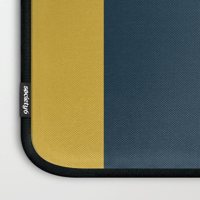 Half Frame Minimalist Pattern 3 in Deep Mustard Yellow, Navy Blue, Grey, and White. Laptop Sleeve Gallery Image 3