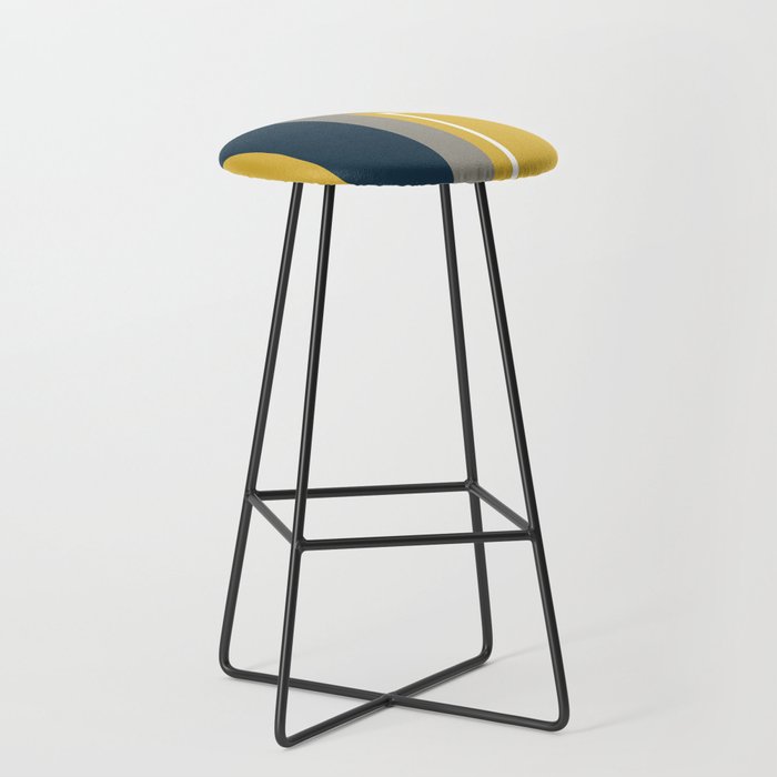 Half Frame Minimalist Pattern 3 in Deep Mustard Yellow, Navy Blue, Grey, and White. Stool Gallery Image 1