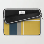 Half Frame Minimalist Pattern 3 in Deep Mustard Yellow, Navy Blue, Grey, and White. Laptop Sleeve Gallery Image 2