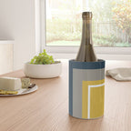 Half Frame Minimalist Pattern 3 in Deep Mustard Yellow, Navy Blue, Grey, and White. Wine Chiller Gallery Image 4