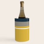 Half Frame Minimalist Pattern 3 in Deep Mustard Yellow, Navy Blue, Grey, and White. Wine Chiller Gallery Image 3
