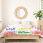 Retro funny sticker quote label pattern Duvet Cover Gallery Image 3