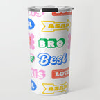 Retro funny sticker quote label pattern Travel Mug Gallery Image 1