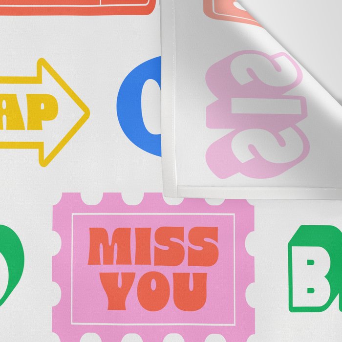 Retro funny sticker quote label pattern Wall Tapestry Gallery Image 3
