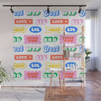 Retro funny sticker quote label pattern Wall Mural Gallery Image 1