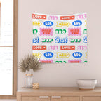 Retro funny sticker quote label pattern Wall Tapestry Gallery Image 2