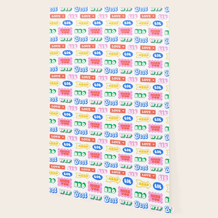 Retro funny sticker quote label pattern Wallpaper Gallery Image 2