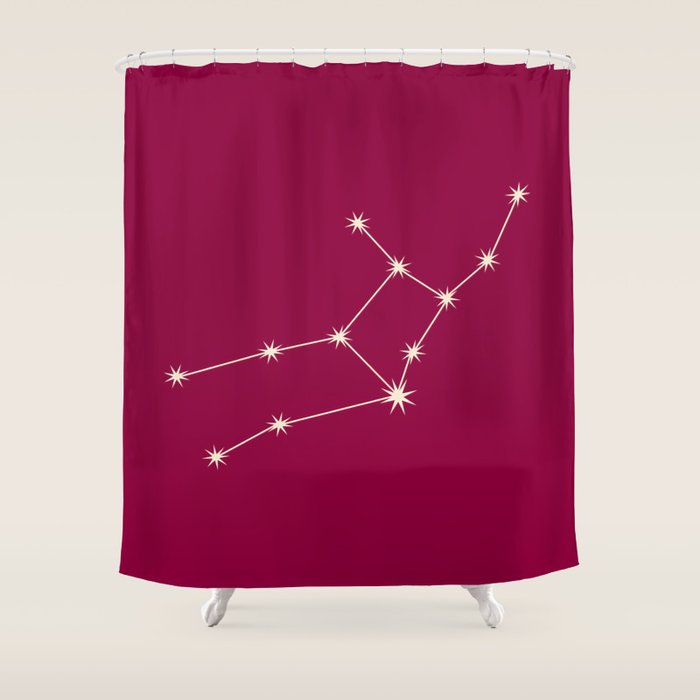 Virgo Zodiac Star Constellation Line Art Magenta Pink Shower Curtain Gallery Image 1