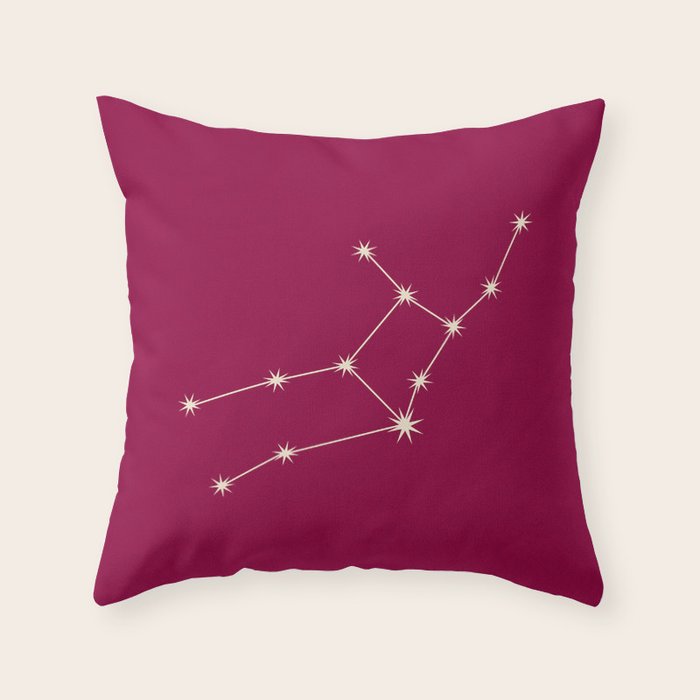 Virgo Zodiac Star Constellation Line Art Magenta Pink Throw Pillow Gallery Image 6