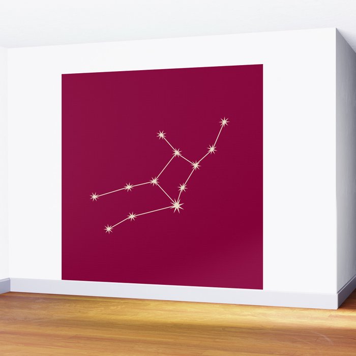 Virgo Zodiac Star Constellation Line Art Magenta Pink Wall Mural Gallery Image 2
