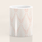 Linocut Palm Leaves . Peachy Pink Coffee Mug Gallery Image 4