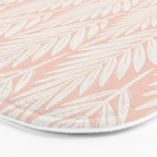 Linocut Palm Leaves . Peachy Pink Bath Mat Gallery Image 3