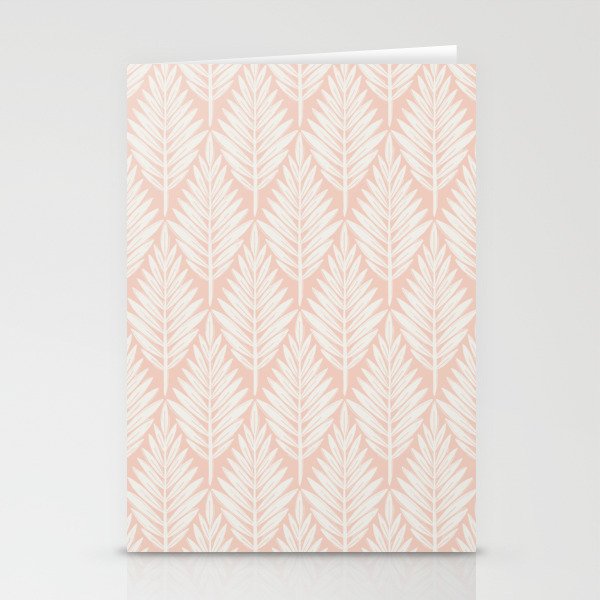 Linocut Palm Leaves . Peachy Pink Stationery Card Gallery Image 1
