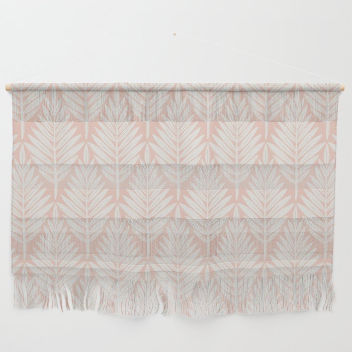 Linocut Palm Leaves . Peachy Pink Wall Hanging Gallery Image 1