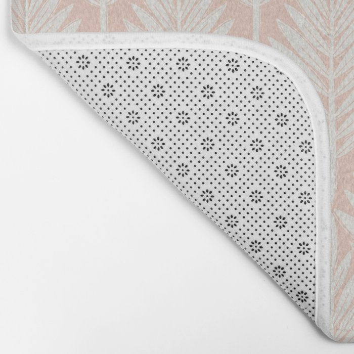Linocut Palm Leaves . Peachy Pink Bath Mat Gallery Image 2