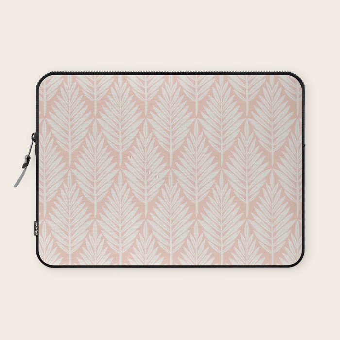 Linocut Palm Leaves . Peachy Pink Laptop Sleeve Gallery Image 1