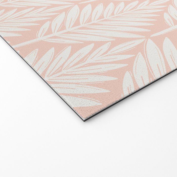 Linocut Palm Leaves . Peachy Pink Welcome Mat Gallery Image 2