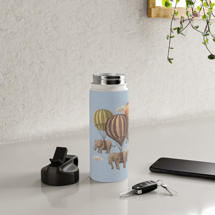Flight of the Elephants - blue option Water Bottle Gallery Image 4