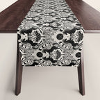 Celestial Unicorn Damask Cream & Black Table Runner Gallery Image 1
