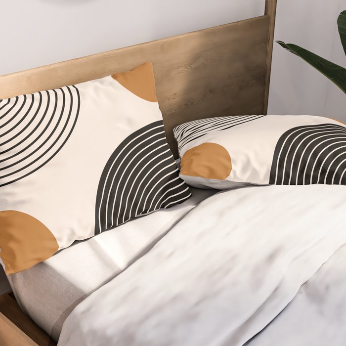Nesting Rainbow Lines Geometric Pattern Race Track Lines Orange Circles Mid Century Modern Cool Magical Mystical Abstract Art Bohemian Boho Style Trendy Pillow Sham Gallery Image 2