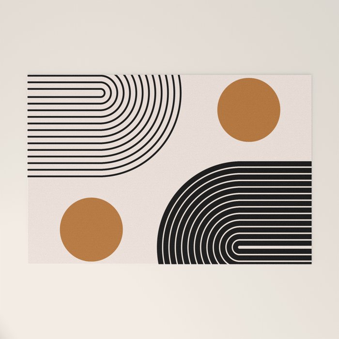 Nesting Rainbow Lines Geometric Pattern Race Track Lines Orange Circles Mid Century Modern Cool Magical Mystical Abstract Art Bohemian Boho Style Trendy Welcome Mat Gallery Image 1