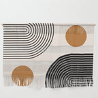Nesting Rainbow Lines Geometric Pattern Race Track Lines Orange Circles Mid Century Modern Cool Magical Mystical Abstract Art Bohemian Boho Style Trendy Wall Hanging Gallery Image 1